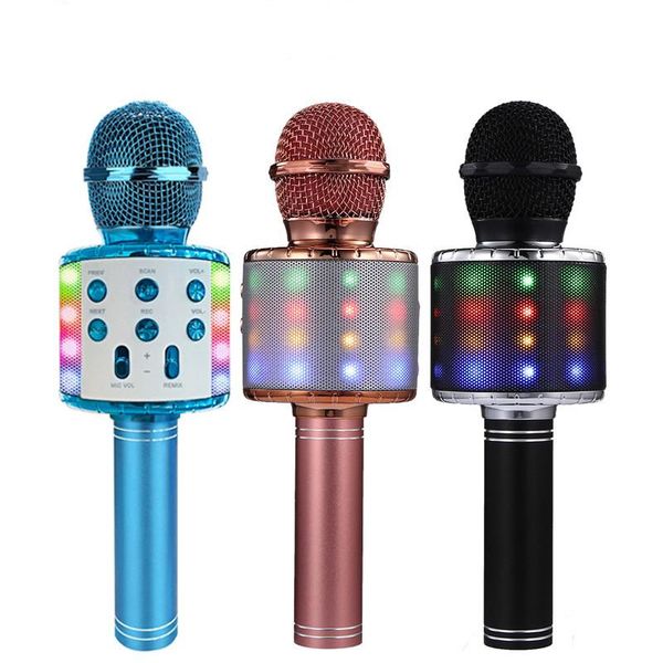 

microphones wireless bluetooth microphone ws858l with led light national k song