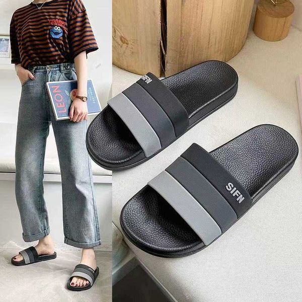 

2022 new style slippers men wear out in summer, fashion, soft bottom sandals, outdoor anti-skid beach flip flops, Black