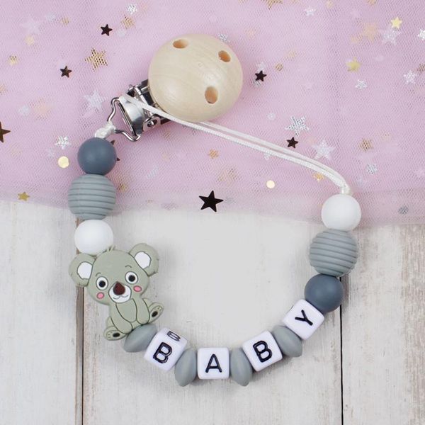 

pacifiers# customizable name cute silicone animal pendant pacifier clips chain nipple holder for infant baby shower gift bpa free