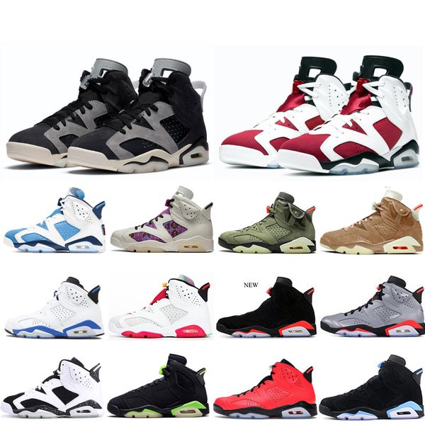 

men basketball shoes 6 6s unc bred black cat grey white infrared 23 oreo carmine 2021 electric green gatorade hare sports sneakers size 7-13