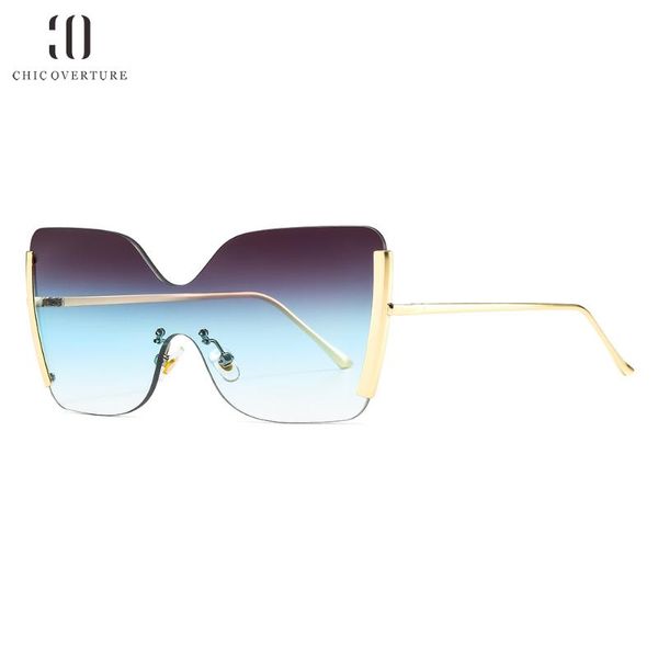 

sunglasses chic overture rimless women oversized men sun glasses goggles unique one piece moda mujer gafas de sol uv400, White;black