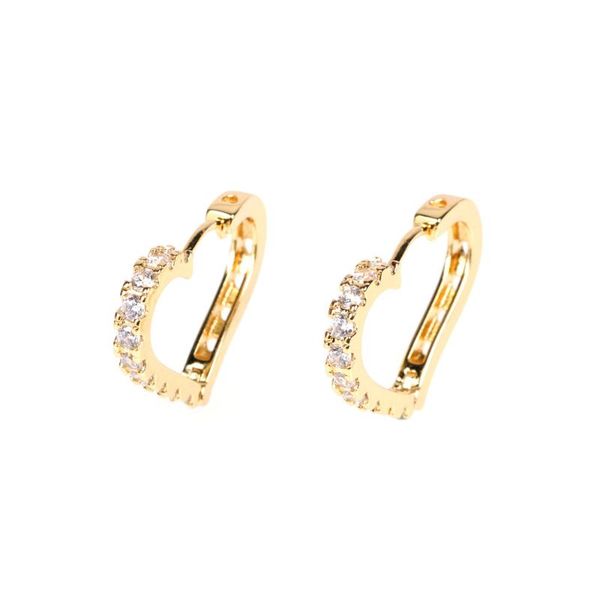 

hoop & huggie eyika charm heart shaped mini small earring for women gold silver color delicate dainty cubic zirconia jewelry gifts, Golden;silver
