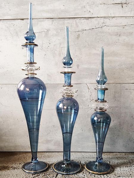 

storage bottles & jars 3 pieces different size body fragrance cologne refillable beautiful design blown glass decorative vanity home decor