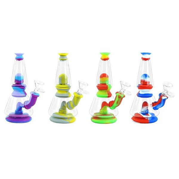 Hookahs Silicone Bong Bong Tubulação de Água Hookah Shisha Bongs com tigela de vidro Bubbler Free Type