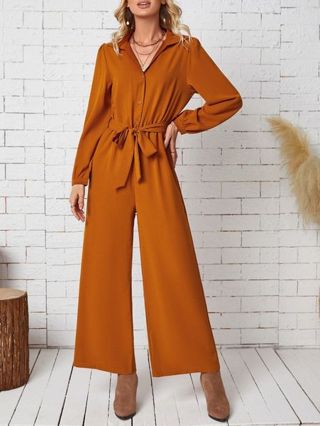 

emery rose solid belted wide leg jumpsuit e6lx#, White