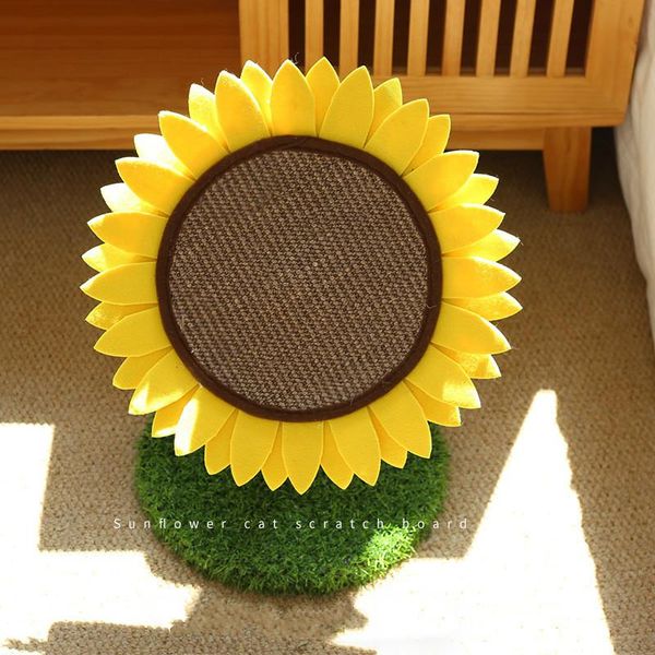 

cat toys 2021 round toy claw scratch board sisal sunflower scratching climbing pet supplies