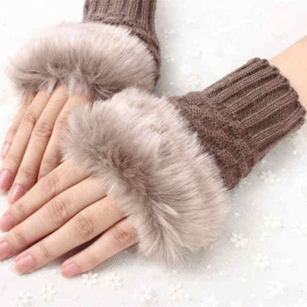 Sporthandschuhe Ausverkauf Winter Damen Kaschmir verdicken warme fingerlose Fäustlinge weiches Plüsch Thermal Mädchen Halbfinger