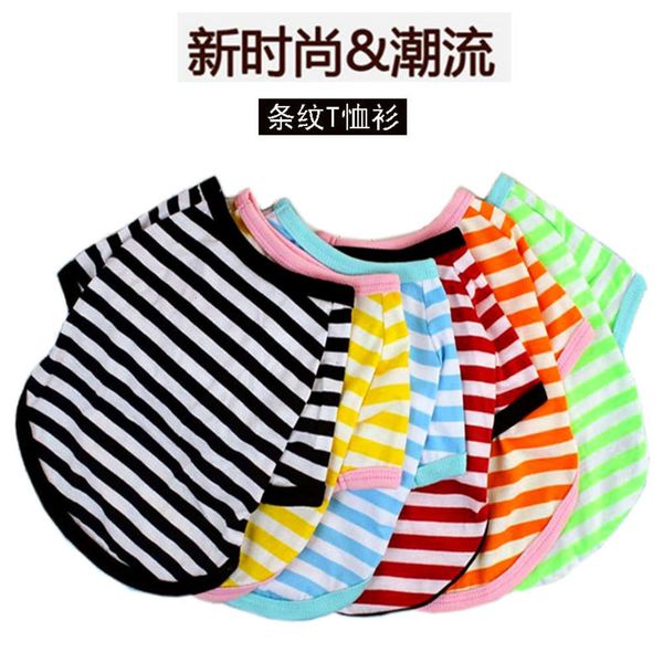 

pet stripe round neck t-shirt room strip bipedal korean small dog clothing