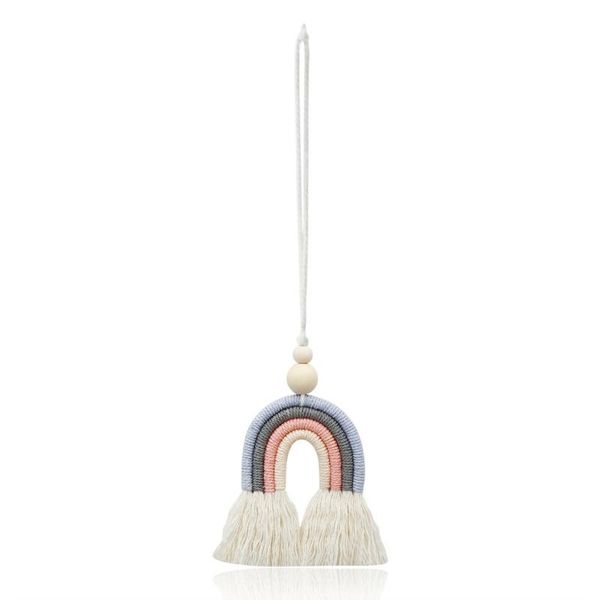 

decorative objects & figurines macrame rainbow handmade car charm rear view mirror ornaments wall decor woven for home office
