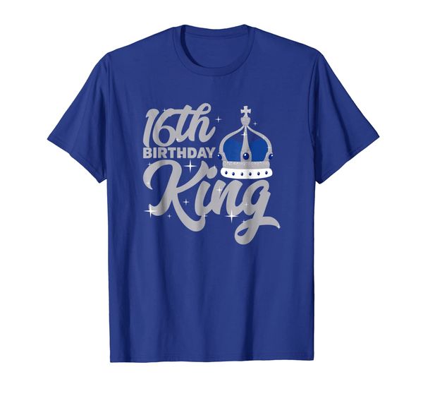 

16th birthday king t shirt celebration party sixteen, White;black