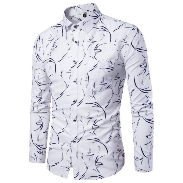 

men's casual shirts feitong fashion style digital broken flower lstylish long sleeve winter shirt polyester soft shirt#g40, White;black