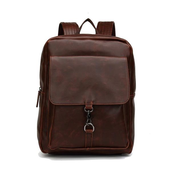

backpack 2021 fashion crazy horse skin men backpacks pu leather male korean student boy business school bag
