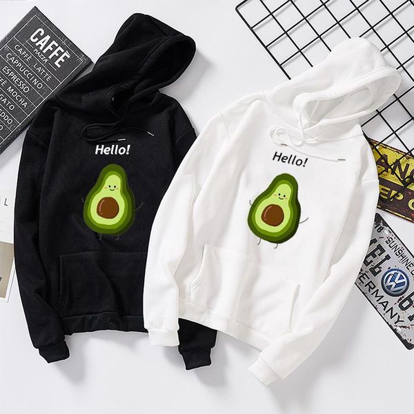 

women's hoodies & sweatshirts 2021 avocado harajuku winter hoodie loose korean sweatshirt autumn streetwear flower print pullover, Black