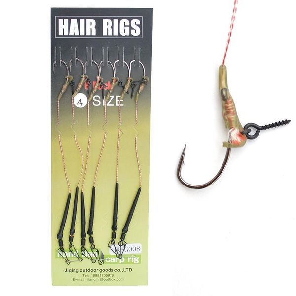

fishing hooks carp chod rig 6pcs/set black bait screw braid line snap ready tied curve shank size 2# 4# 6# 8#