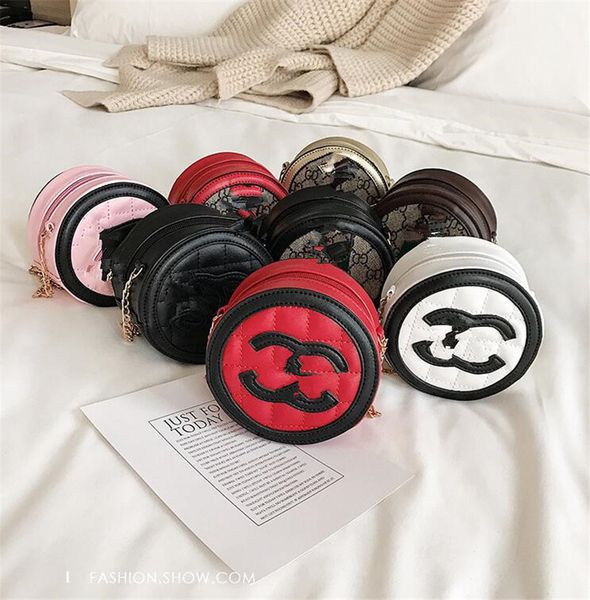 

kids girls round handbag fashion brand crossbody bag chest fanny pack coin purses wallet luxury designer handbag 2021 leather totes h23ei83, Black