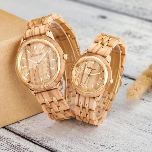 

wristwatches couple watches for lovers luxury wood watch mens fashion wooden women dress clocks gifts valentine's day relogio de casal, Slivery;brown