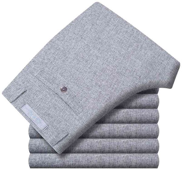 

summer linen business casual pants for men big size male formal classic breathable 9 colors thin office suit trousers for mens 210723, Black