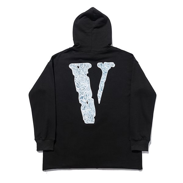 

factory long 2021 brand v hoodie autumn new valentine's day limited rose print men's and women's loose casual hooded sweater, Black