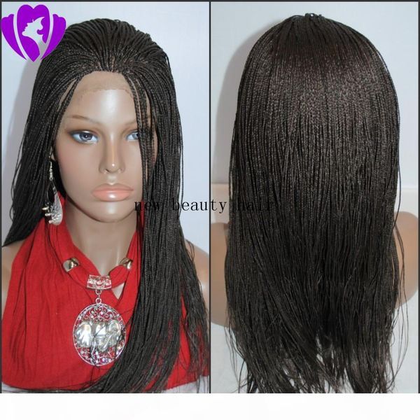 

synthetic micro braided lace front wigs glueless long braided lace wigs with baby hair natural hairline for black women half hand tied