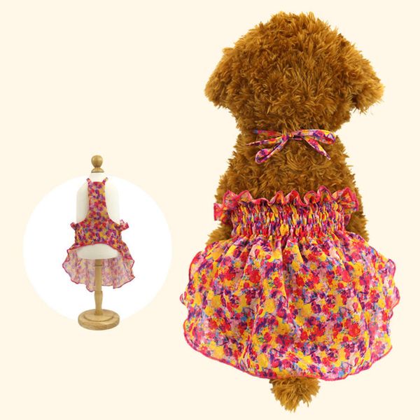 

dog apparel dog clothing spring and summer thin pet skirt breathable sling gauze teddy small dog