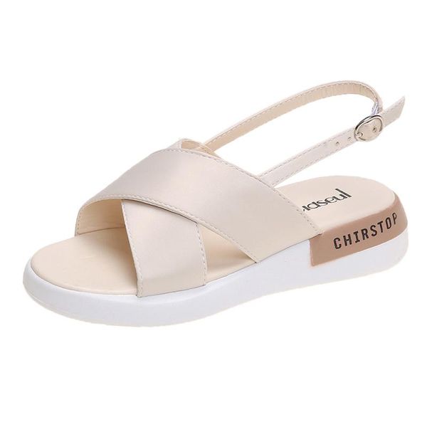 

sandals women's summer leather waterproof platform with soft sole and wedge, Black