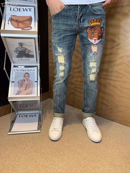 

men's jeans w2063 fashion 2021 runway luxury european design party style clothing, Blue