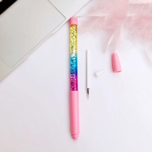 

ballpoint pens cute 0.5mm fairy stick rainbow color pen drift sand glitter crystal creative ball kids gift novelty stationery, Blue;orange
