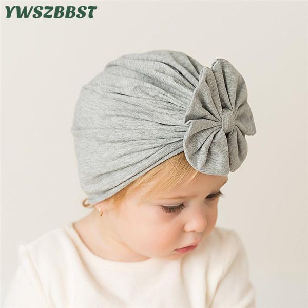 

caps & hats spring autumn cotton baby hat bowknot kids cap scarf for boys girls warm solid color children, Yellow