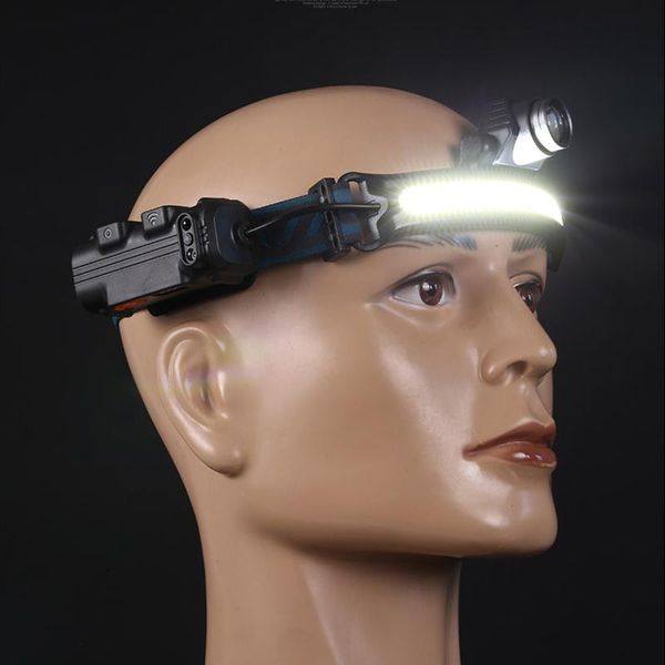 

headlamps built-in battery cob led headlamp rechargeable headlight zoomable head waterproof lamp white lighting for camping working