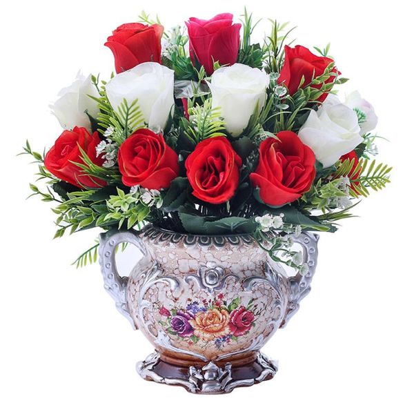 

decorative flowers & wreaths 7 heads retro artificial rose 33cm home garden fake wedding party real touch bouquet