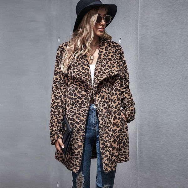 

2021imitation fur women's 2020 new autumn and winter mid long woolen coat, Black