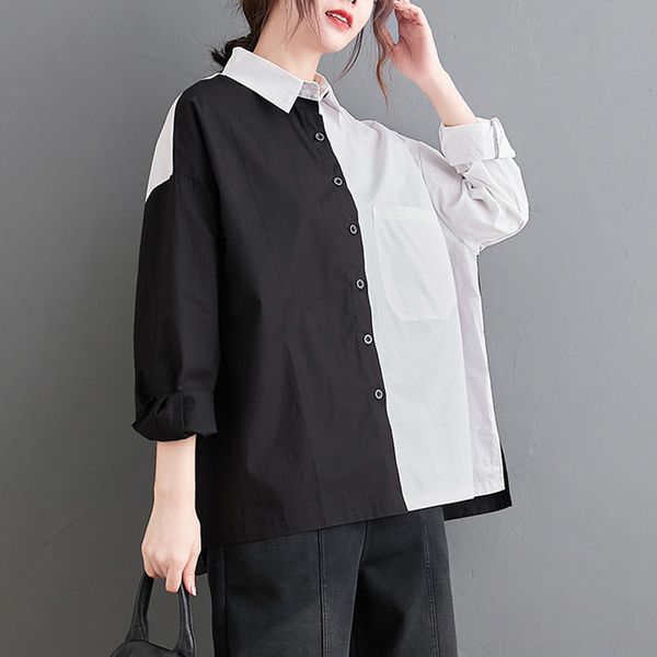 

japanese 2021 style spring and autumn shirt new fashion simple ordinary contrast single breasted long sleeve 0 bc6o, White