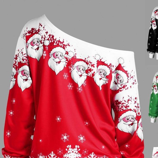 

2021 women jumper christmas sweater pullover coat snowflake winter off shoulder warm brief sweaters clothing sweater, White;black