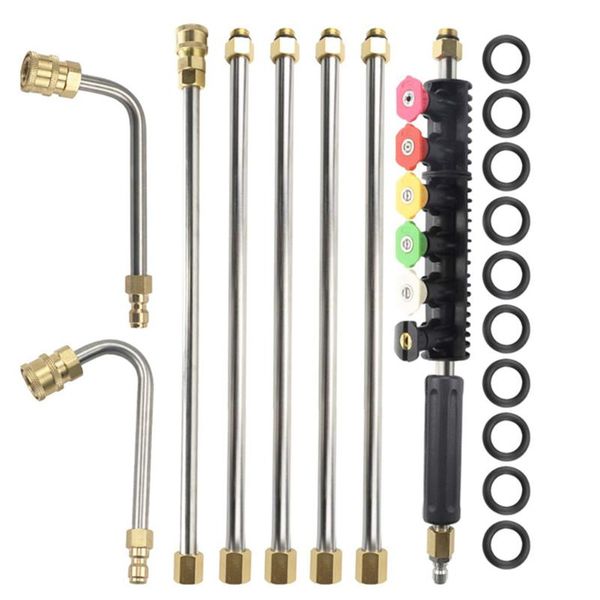 

6pcs pressure washer wand set extension washing rod electric washing tank cleaning tool for jet water spray guns
