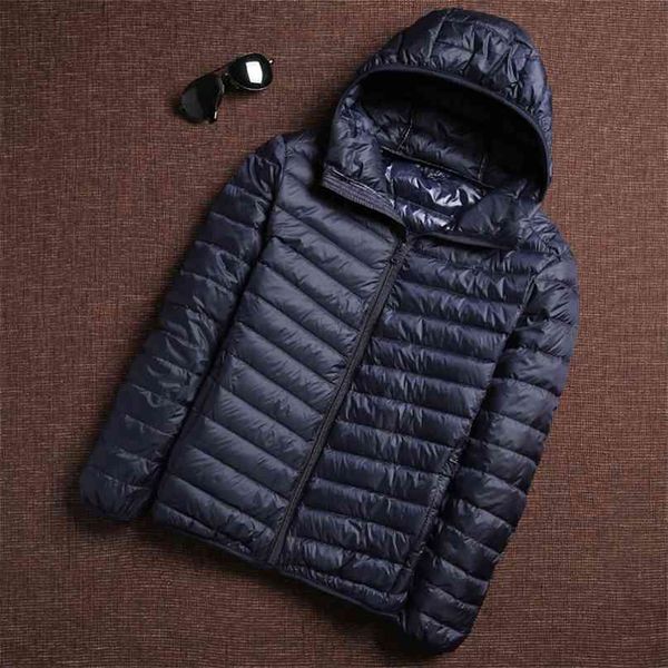 Зимняя мода бренд ультра легкая утка вниз куртка мужская корейская уличная одежда перья пальто стойки воротник теплые мужчины одежда 210917