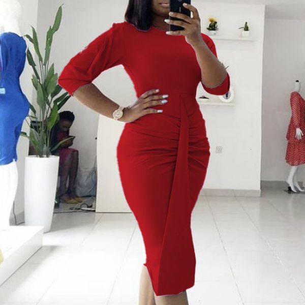 

new women o neck bodycon half sleeve elegant office ladies work wear tight slim fashion plus size african female vestidos 2021 6qcq, Black;gray