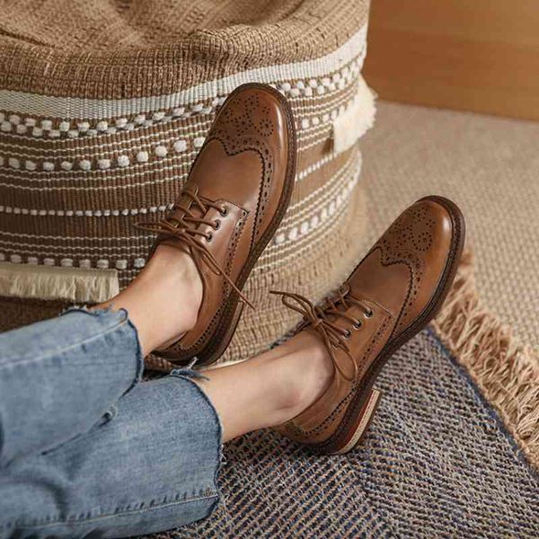

dress shoes autumn spring women oxford flats shapes brogues genuine leather office outsole mole female ballet derby ladies h0vq, Black
