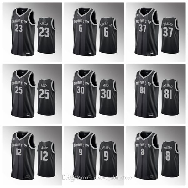 

Detroit\rPistons\rMen Derrick Rose Black 2019-20 Basketball Jersey Luke Kennard Christian Wood Blake Griffin Langston Galloway Tim Fra, Color12