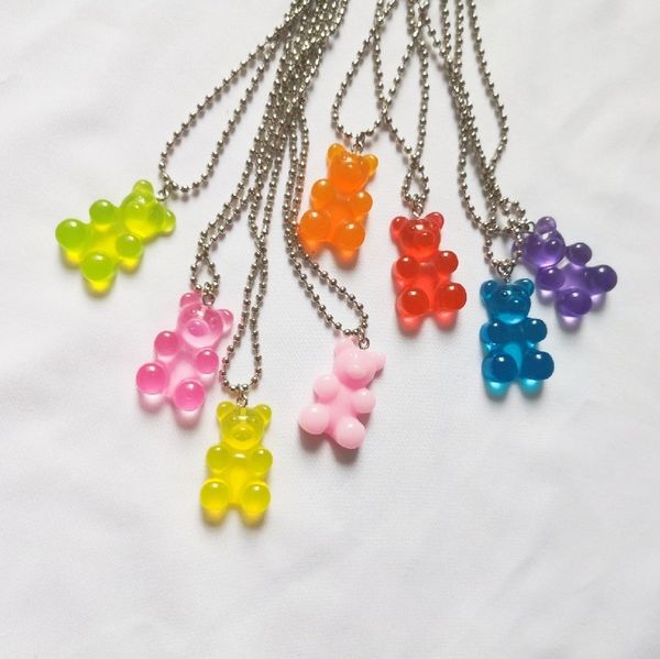 

1709 beads jewelry new punk necklace personalized resin bear pendant, Silver