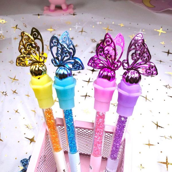 

gel pens 36 pcs/lot creative diamond butterfly pen cute 0.5mm black ink neutral promotional gift stationery school supplies