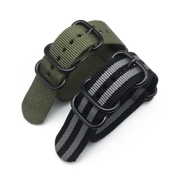 

watch bands black stainless steel cattle nylon strap 20mm 22mm 24mm nato band men's parts wholesale, Black;brown