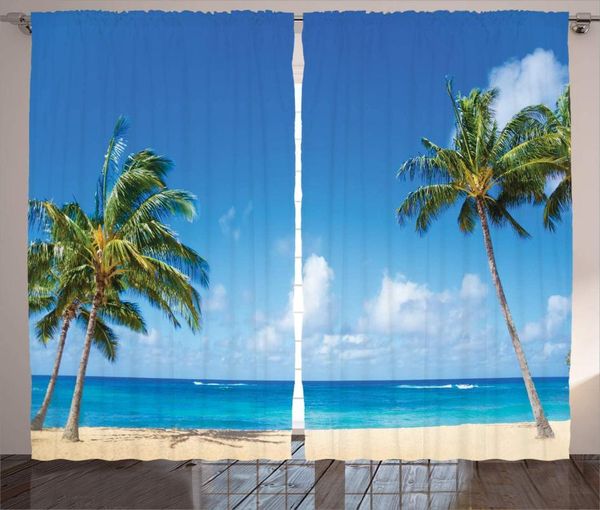 

curtain & drapes hawaiian curtains windy exotic island tropical trees calm beachy ocean pography window for living room