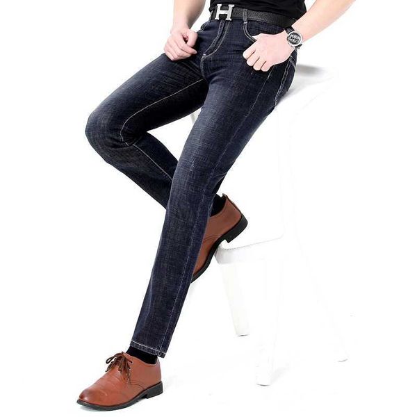 

spring 2021 and summer men's jeans washing straight pants casual, Blue