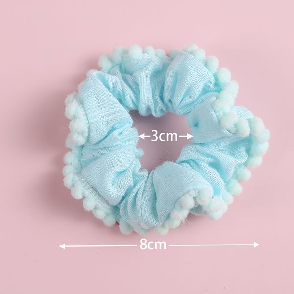 

new cotton baby scrunchies handmade elastic princess hair bands ponytail holder pompom baby headband child kids hair accessories, Slivery;white