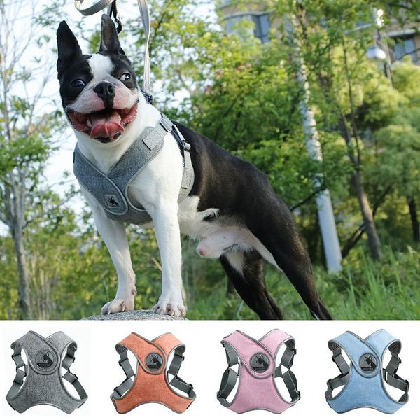 

dog collars & leashes harness vest training for chihuahua puppy soft mesh pet dogs cats small medium reflective chest strap