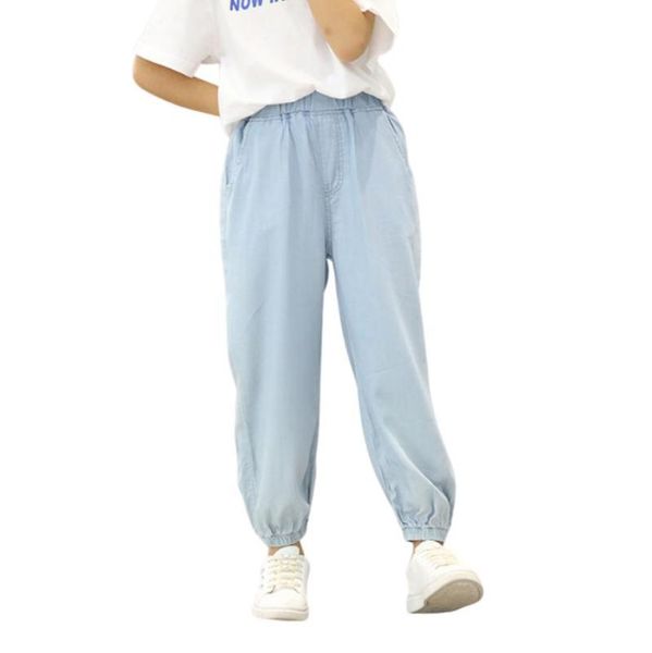 

jeans kids girls fashion solid color children stylish pants for daily casual wear, Blue