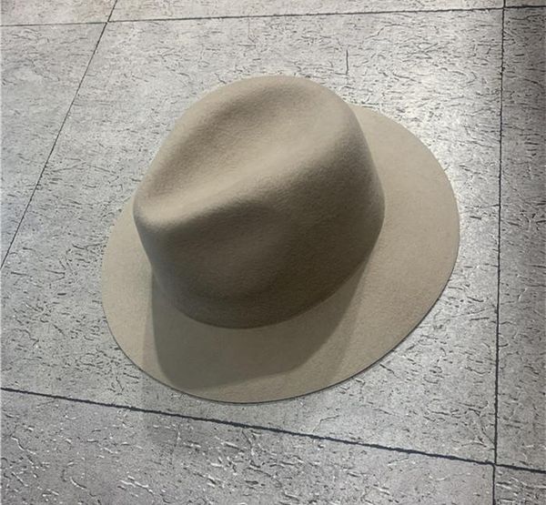 

wide brim hats 202106-shi winter preheating welfare style ,100% wool so er classic naked color fedoras cap men women panama jazz hat, Blue;gray