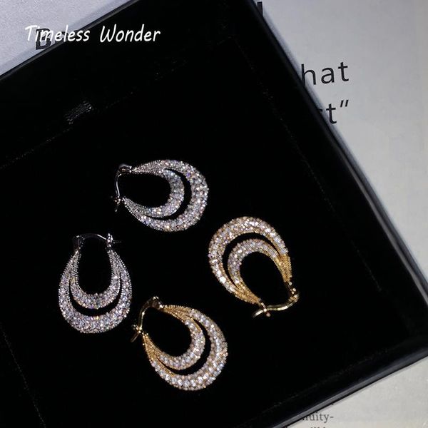 

hoop & huggie timeless wonder glam zirconia geo earrings women jewelry punk cocktail gothic boho ins runway designer rare party gift 3343, Golden;silver