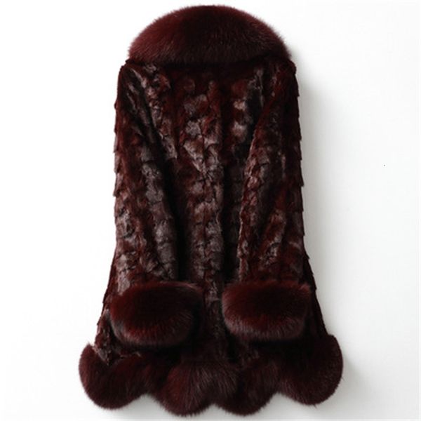 

2021 new mink skin collar in autumn and winter h1 xlek, Black