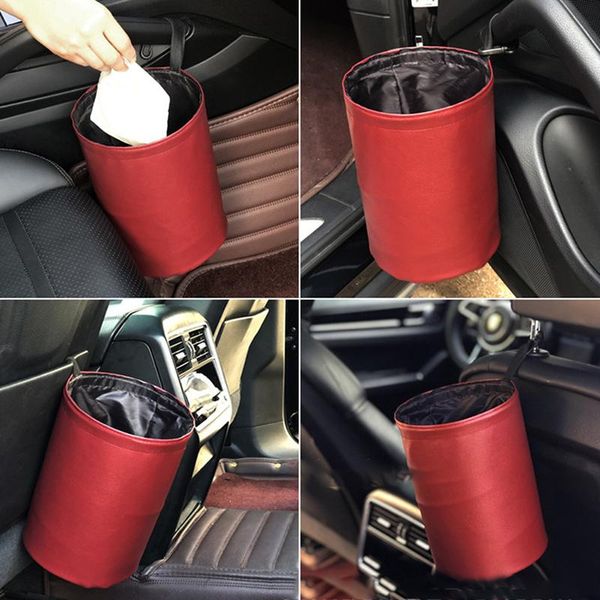 

waste bins waterproof car folding trash garbage can hanging mount compression storage dustbin auto interior organizer accessories